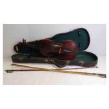 Antique Violin w/2 Wood Bows in Velvet Lined Case