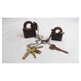 2 Paddle Locks w/Keys Marked: Yale & Blue Grass