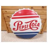 37" Metal Pepsi-Cola Bottle Cap Sign - 1990s Repop