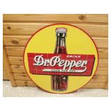 35" Round Metal Dr. Pepper Sign - Single Sided