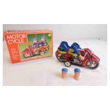 Vintage Friction Police Motorcycle Duo Tin Toy