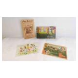 4 Vintage Postcards & Art Mounting Corners