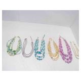 6 Multi Strand Vintage Beaded Necklaces