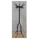 Antique Wrought Iron Hat & Coat Rack 8 Hooks 73"