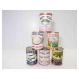 6 EMPTY Canned Goods Vintage Labels on EMPTY