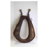 Antique Leather Horse Collar w/Heavy Metal Hames