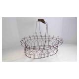 Antique Primitive Metal Wire Egg Gathering Basket