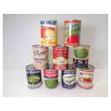 9 EMPTY Canned Goods Vintage Labels on EMPTY