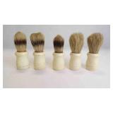 5 NOS Vintage Ivory Badger Bristle Shaving Brushes