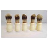 5 NOS Vintage Ivory Badger Bristle Shaving Brushes