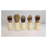 5 NOS Vintage Ivory Badger Bristle Shaving Brushes
