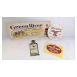 4 Vintage U.S.A. Cardboard Ads, Coaster & Labels