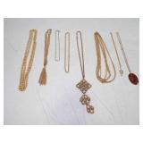 8 Vintage Gold Tone Necklaces Fashion Jewelry