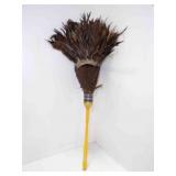 Vintage Feather Duster Wood Handle 30" Paper Label
