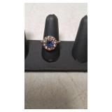 1/20 12K Gold Filled Vintage Blue & Clear Stone