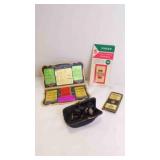 4 Vintage Sewing Needles, Buttons in Coin Bag