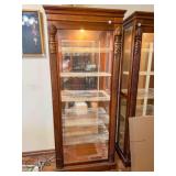 Walnut show/China cabinet, lights work, 14½' deep
