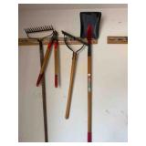 shovel, rake, axe, tree saw, etc