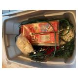 2-Tub of Christmas cords, extensions, light clips