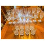 Glasses 8 clear water; 8-tea; 8-wine
