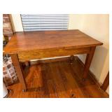 oak library table on steel rollers, 30' x 48'