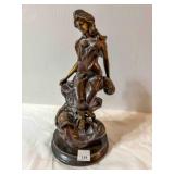 Art Nouveau-Style bronze; Female Maiden; 12' tall