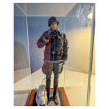 Military figurine w/dog in plexiglass case