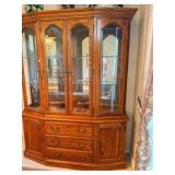 Walnut China cabinet, lighted, very nice condition