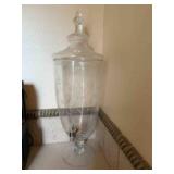 Etched glass drink dispenser, 25' tall