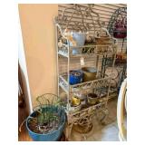 metal plant stand w/flower pots