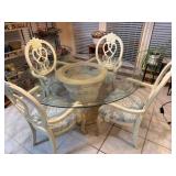 Glass top dining table w/4-cushion chairs