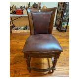 wood curve back chair, leather pad, seat 25½' h
