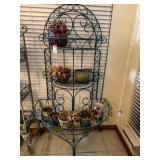 metal plant stand w/flower pots