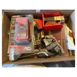 Box of laser, hooks, misc. items