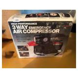 3-way emergency air compressor, 12vt.