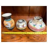 3-pcs Navaho pottery by Hilda Whitegoat artist
