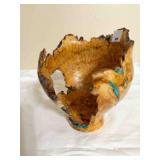 hand turned wood decoration w/small piece broke