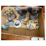 Box of figurines, etc
