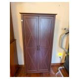 Wood cabinet w/shelves; 15' x 30' x 66' tall