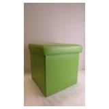 Green Faux Leather Folding Storage Ottoman Cube