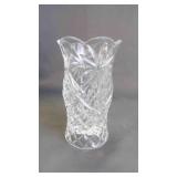 Vintage Lead Diamond Quilt Etched Cut Crystal Vase