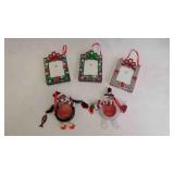 5 Christmas Holiday Framed Novelty Ornaments