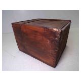OLD Wooden Box Dovetail or Finger Joints Slide Top