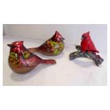 3 Holiday Collection of Red Cardinal Figurines