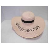 Weaved Floppy Sun Hat Embroidered 'Always on