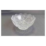Vintage Diamond Quilt Cut Crystal Scalloped Bowl