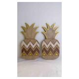 2 Chevron Wood Pineapple Wall Dï¿½cor Plaques