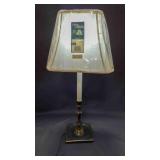 Vintage Brass Candlestick Buffet Lamp w/Shade