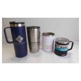 4 Insulated Travel Mugs & Tumblers 3 w/Lids