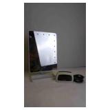 Portable Desktop LED Lighted Mirror & Alarm Clock